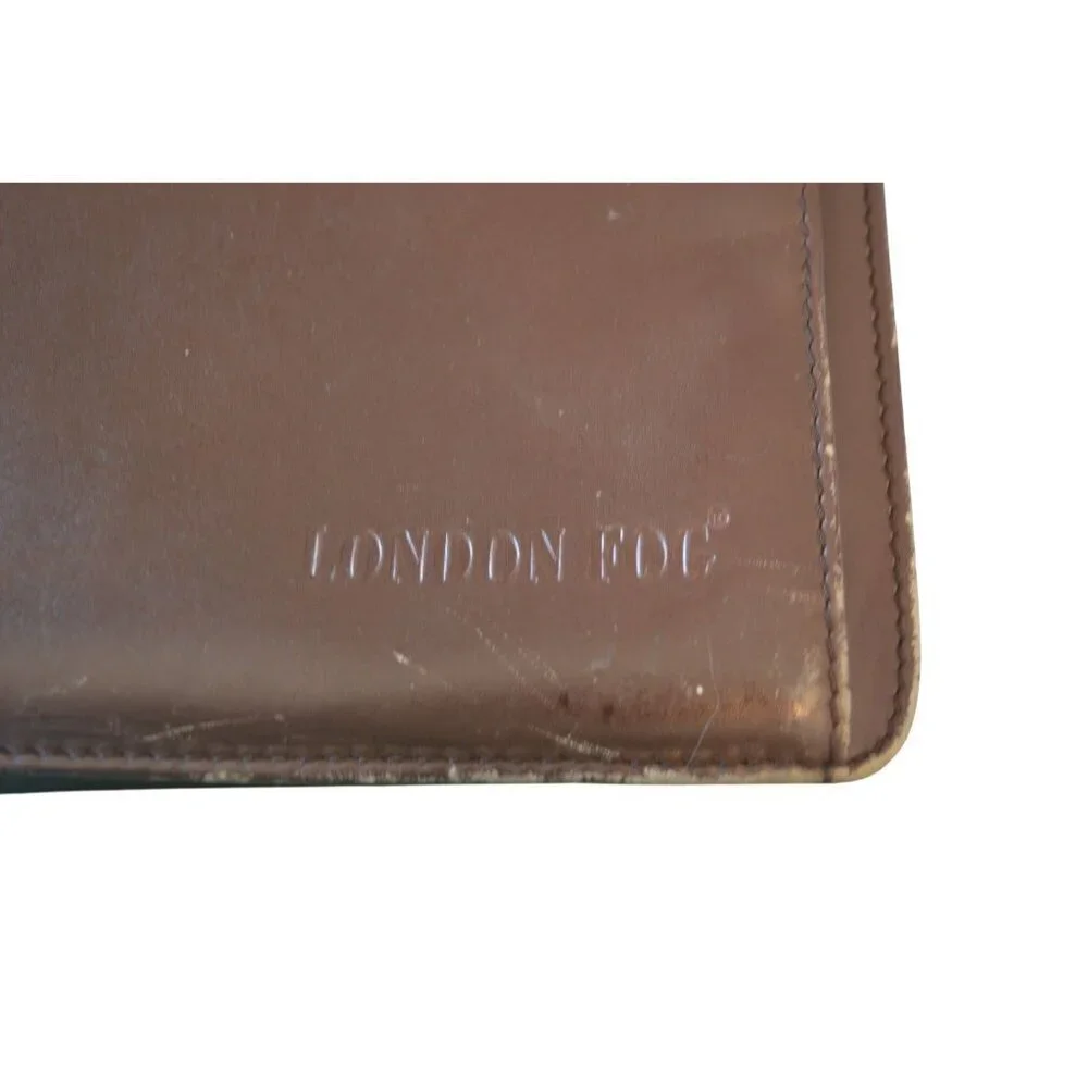 Vintage London Fog Brown Leather Briefcase Crossbody File Bag Document Holder